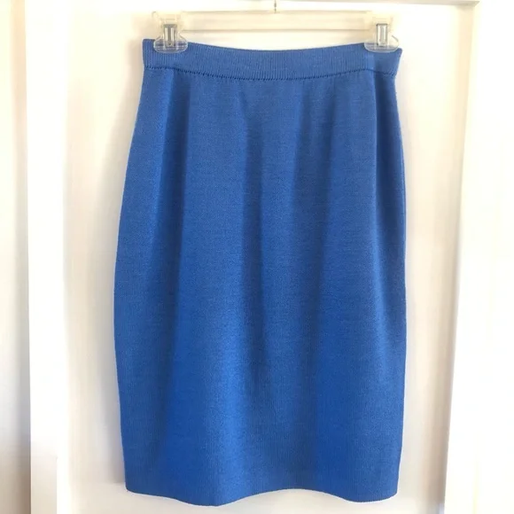 St. John Knit Blue Pencil Skirt Evening Collection Size 2 - Picture 4 of 9